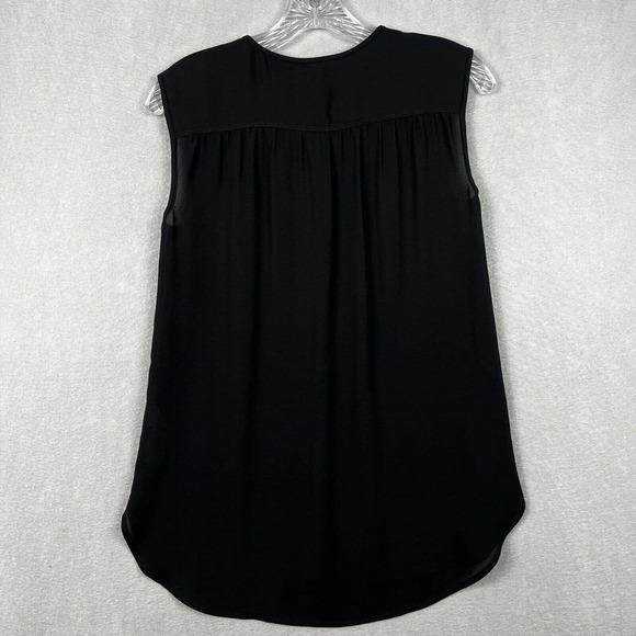 J. Crew Blouse Top Size 00 Black Sleeveless Drapey Keyhole Front Chiffon - Picture 8 of 11